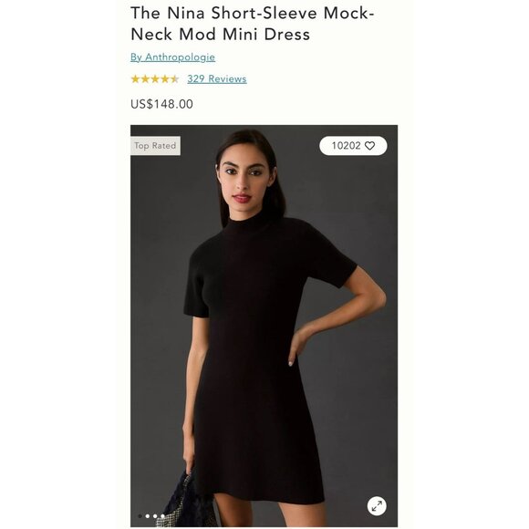 NWT Size XXS  -Anthropologie The Nina Mock-Neck Mod Mini Dress (NWT US$ 148) - Picture 16 of 16